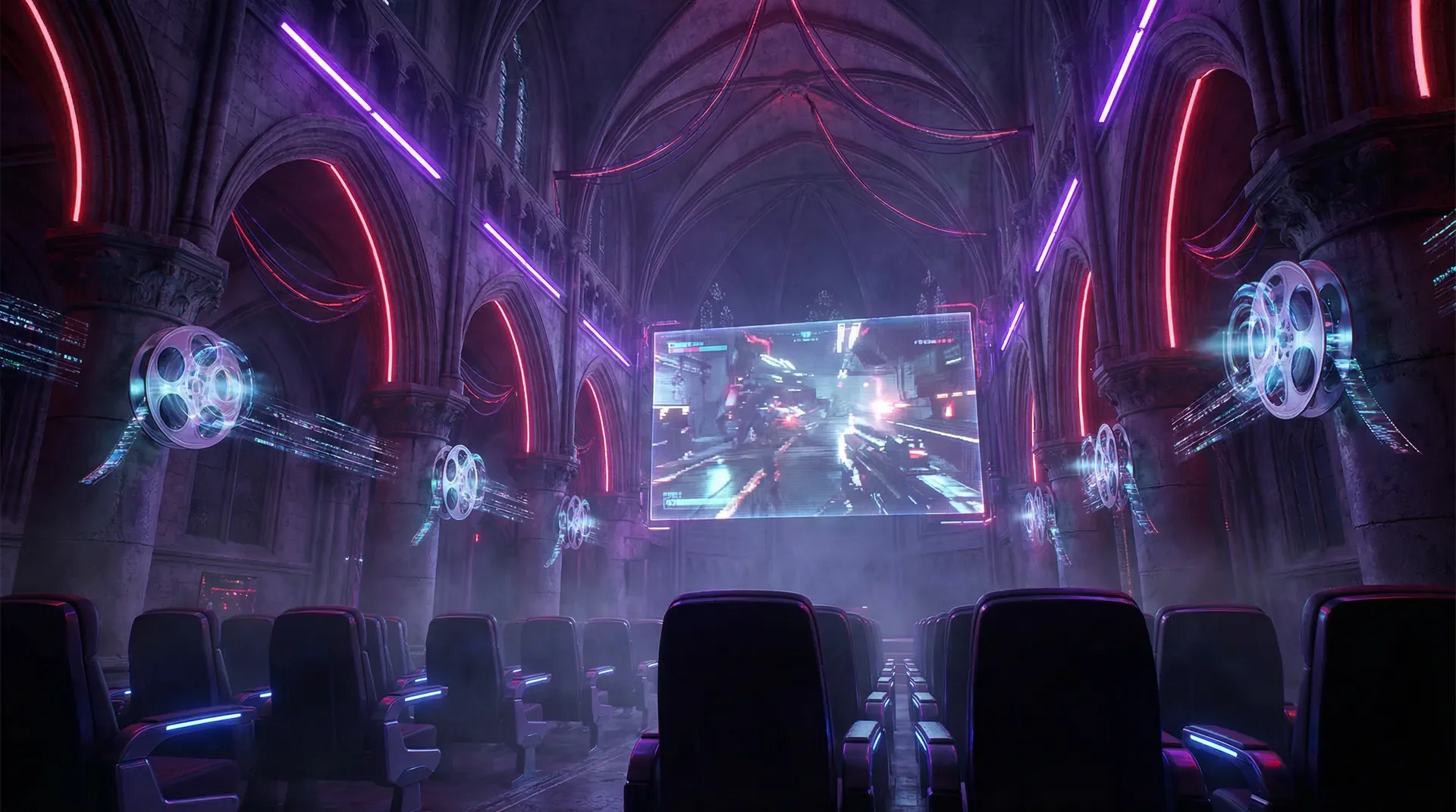 欧博体育 赛博哥特影院频道 - 全息投影播放界面